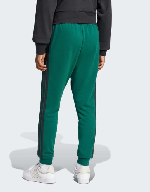 adidas performance Essential 3-stripes french terry pants in collegiate green / black, 2 of 4