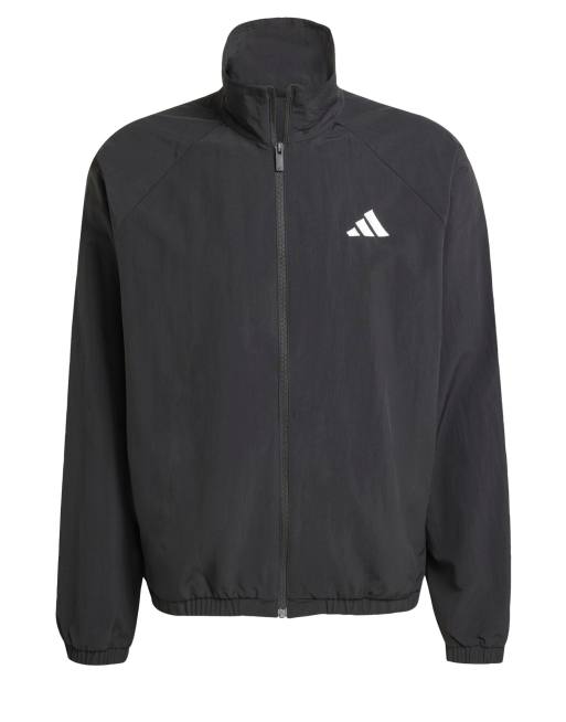 adidas performance - Essential - Giacca a vento nera e bianca con logo piccolo, 4 di 5