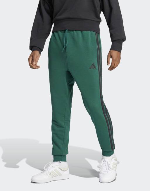 adidas Performance - Essential - Pantalon en tissu éponge à 3 bandes - Vert universitaire/noir