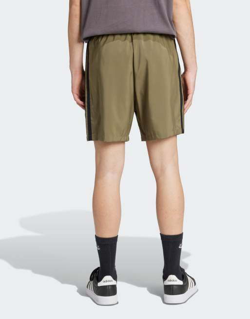 adidas performance Essentials 3-stripes chelsea shorts in olive strata and black, 2 of 4