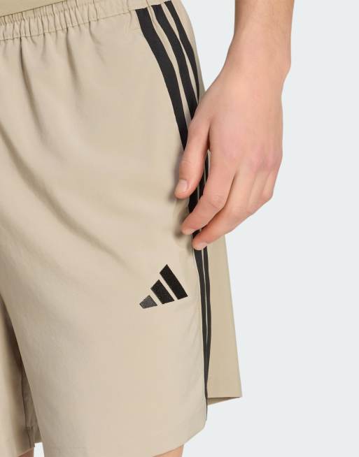 adidas performance Essentials 3-stripes chelsea shorts in wonder cargo and black, 2 of 4
