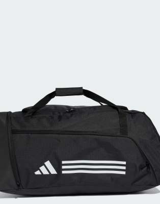 adidas performance Essentials 3-stripes duffel bag large in black / white