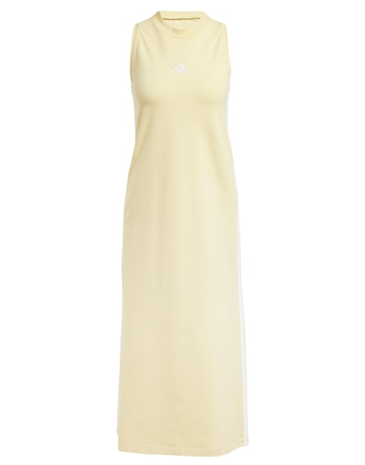 【adidas】ESSENTIALS 3-STRIPES LONG RACERBACK ワンピース adidas Essentials 3-Stripes Long Racerback Dress - Pink