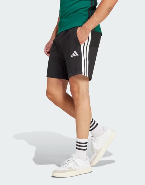adidas performance Essentials 3-stripes single jersey shorts 7-inch in black / white - view 1