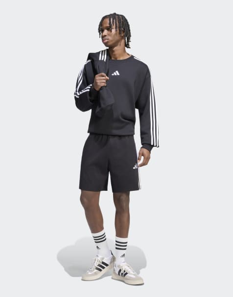 adidas performance Essentials 3-stripes single jersey shorts in black / white - view 1
