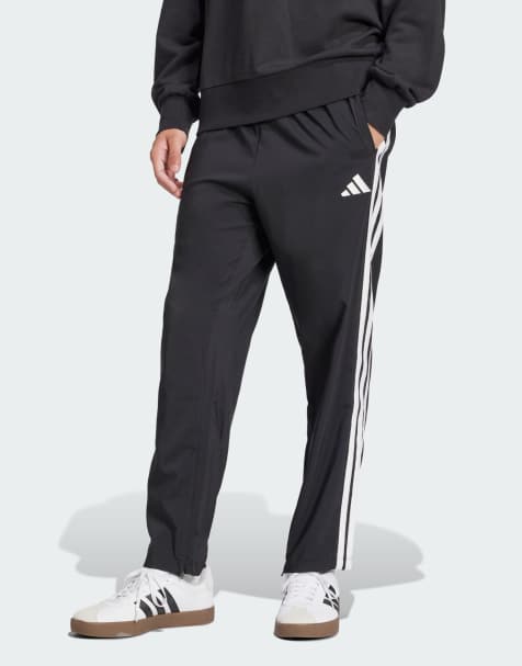 adidas performance Essentials 3-stripes stanford pants open hem in black / white - view 1