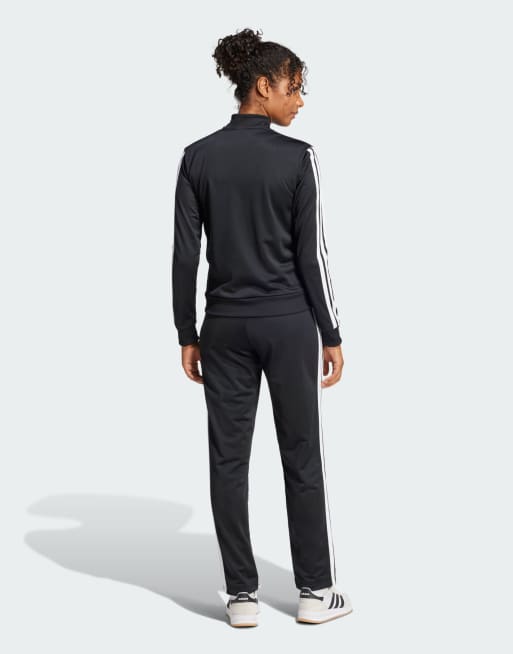 adidas performance Essentials 3-stripes track suit in black, 2 of 4