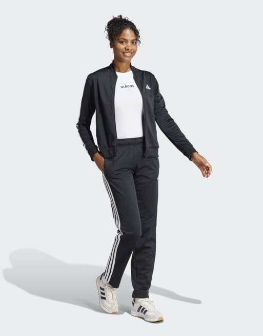 adidas performance Essentials 3-stripes track suit in black, 4 of 4