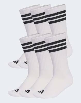 adidas Performance - Essentials - 6er-Pack gepolsterte Crew-Socken in Weiß und Schwarz mit den 3 Streifen
