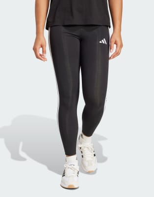 adidas performance - Essentials - Baumwoll-Leggings in Schwarz / Weiß mit den drei Streifen