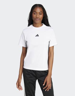 adidas performance - Essentials - Baumwoll-T-Shirt in Weiß / Schwarz mit den drei Streifen