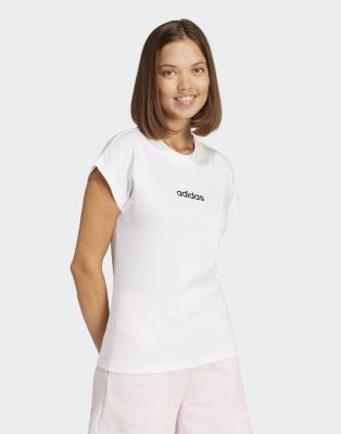adidas performance - Essentials - Baumwoll-T-Shirt in Weiß / Schwarz mit linearem Detail