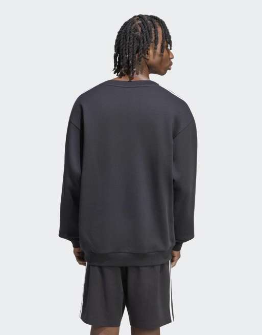 adidas Performance – Essentials – Beige och vit sweatshirt i fransk frotté med 3 ränder, 2 av 4