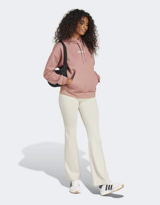 adidas Performance – Essentials – Beige och vita, utsvängda leggings med liten logga