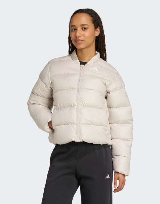 adidas performance – Essentials – Beżowa kurtka ocieplana z technologią climawarm i syntetycznym wypełnieniem