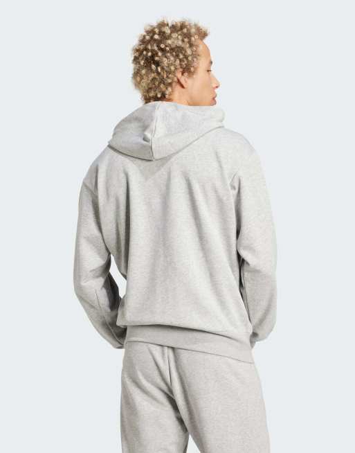 adidas performance Essentials big logo french terry hoodie in medium grey heather / black, 4 of 4