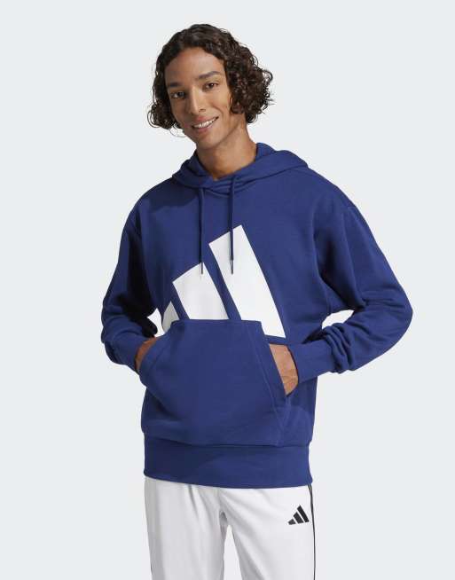 adidas Performance – Essentials – Bluza z kapturem z bawełny french terry z dużym logo w kolorze ciemnoniebieskim i białym
