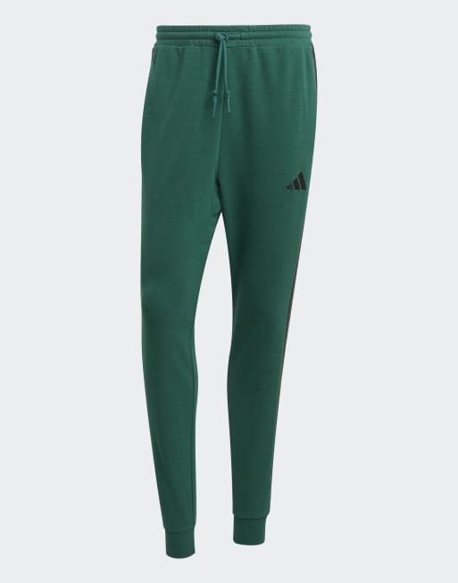 adidas Performance - Essentials - College-grønne/sorte bukser i french terry med 3 striber, 4 af 4