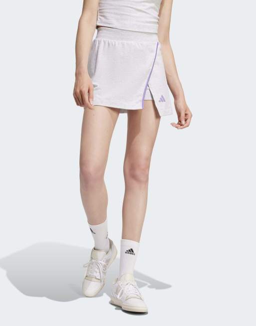 adidas performance Essentials color-pop cotton skort in light grey heather