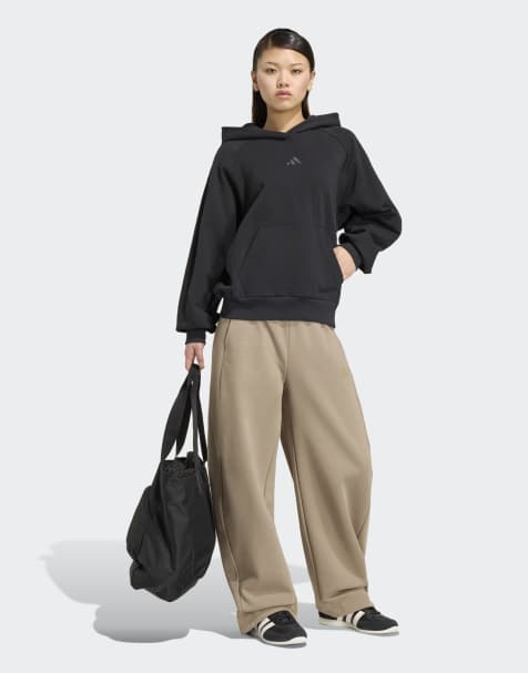 adidas Performance - Essentials Contemporary - Kakigrønne bukser med tøndeformede ben i fleece - view 1