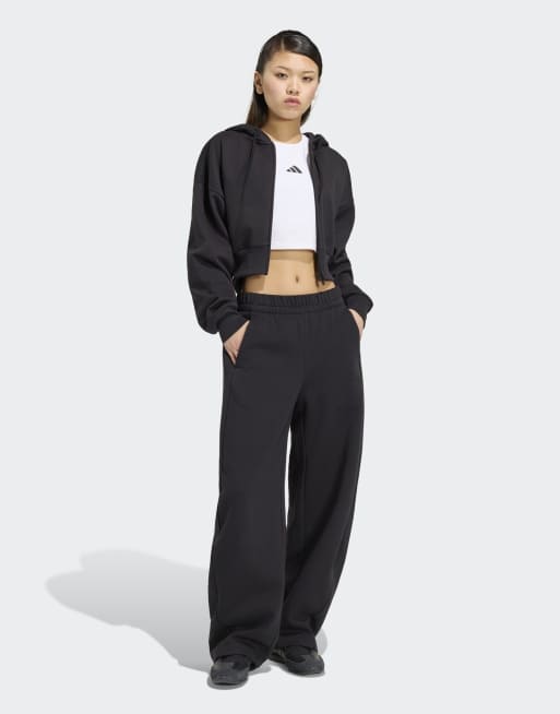 adidas Performance - Essentials Contemporary - Sorte bukser med tøndeformede ben i fleece