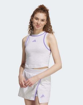 adidas Performance - Essentials - Cropped-Tanktop aus Baumwolle in meliertem Hellgrau mit Farbakzent