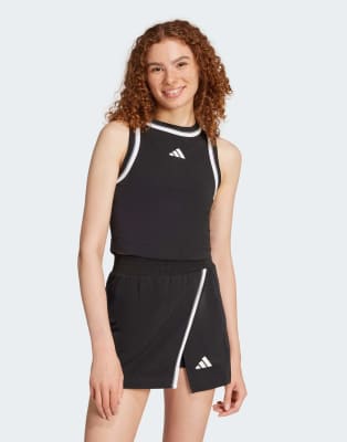 adidas Performance - Essentials - Cropped-Tanktop aus Baumwolle in Schwarz mit Farbakzent