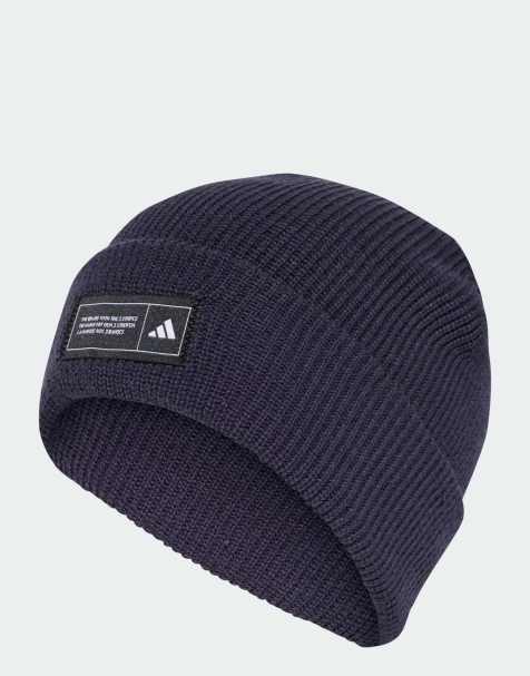 adidas performance Essentials cuffed beanie in shadow navy / black / white - view 1