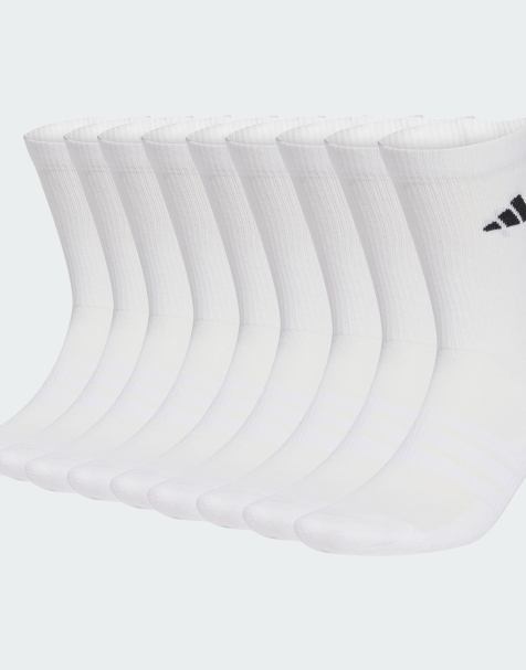 adidas performance Essentials cushioned crew sock 10pp in white / black - view 1