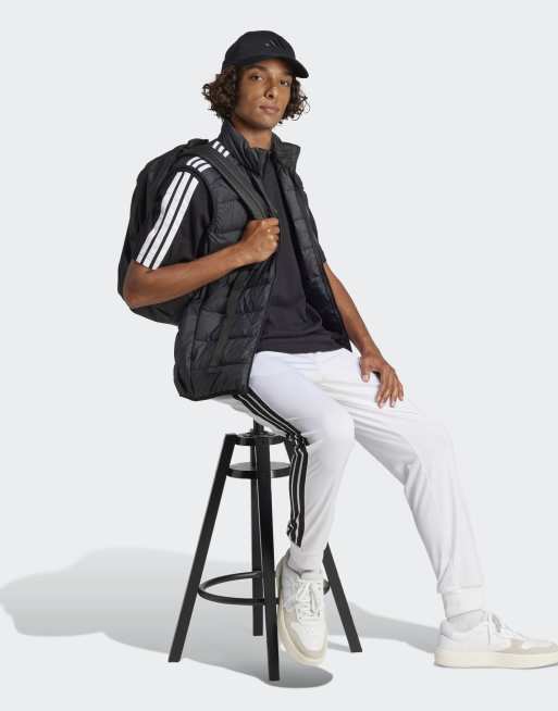 adidas Performance Essentials – Czarno-biała koszulka dżersejowa z 3 paskami, 3 z 4