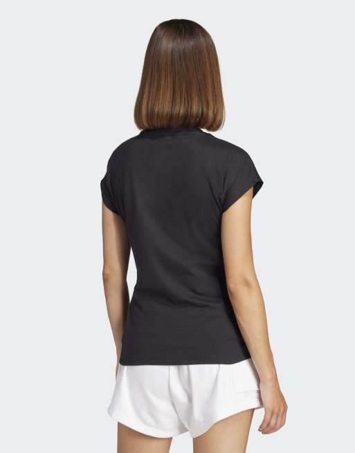 adidas Performance Essentials – Czarno-biały bawełniany T-shirt z logo, 2 z 4