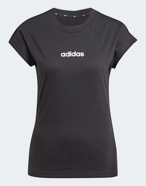 adidas Performance Essentials – Czarno-biały bawełniany T-shirt z logo, 4 z 4