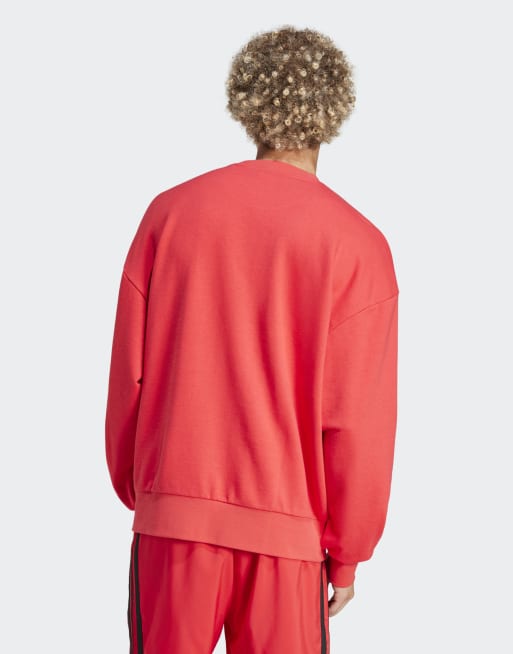 adidas performance – Essentials – Czerwono-czarna bluza o luźnym kroju z 3 sztabkami, 3 z 4