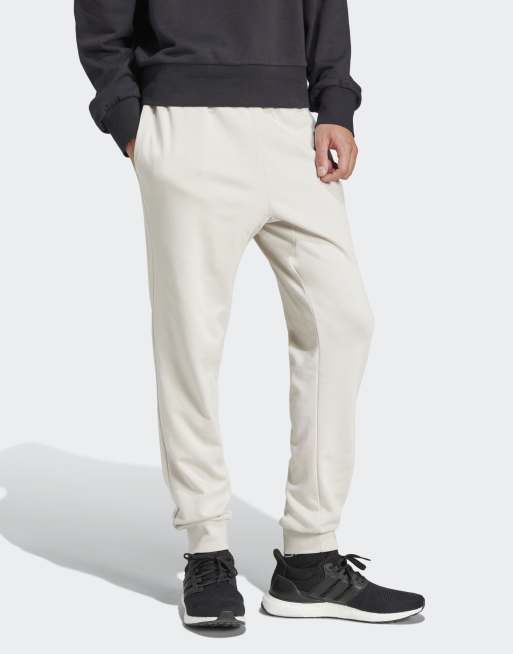adidas Performance – Essentials – Feel Cozy – Beige och vita byxor i frotté, 4 av 4