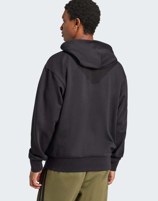 adidas performance Essentials feelcozy fleece hættetrøje i sort / hvid, 3 af 4