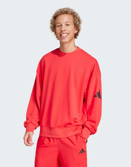 adidas Performance - Essentials - Felpa ampia color rubino/nero con logo 3 bar