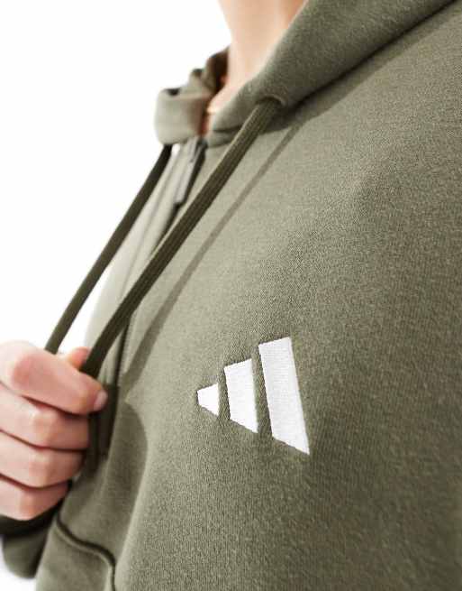adidas Performance - Essentials - Grøn hættetrøjer med kort lynlås med 3 striber i french terry, 3 af 4