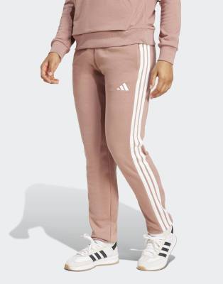 adidas Performance - Essentials - Hose in Warm Clay / Weiß aus French Terry mit Bündchen und den 3 Streifen-Orange
