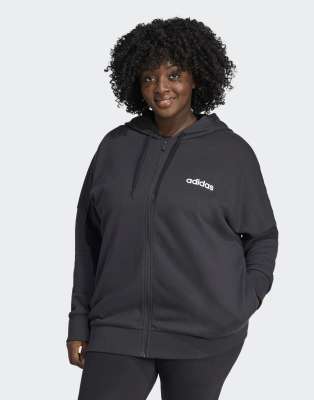 adidas Performance - Essentials - Jacke aus Sommersweat in Schwarz und Weiß mit linearem Reißverschluss