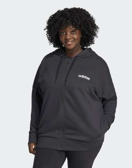 adidas Performance – Essentials – Jacke aus Sommersweat in Schwarz und Weiß mit linearem Reißverschluss