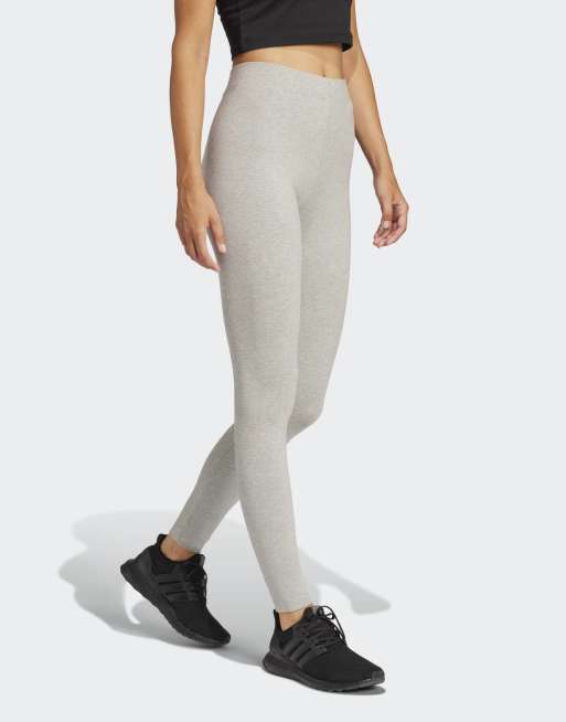 adidas performance - Essentials - Katoenen legging in medium gemêleerd grijs / zwart