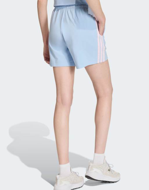 adidas Performance - Essentials - Katoenen short met 3-Stripes in glow blauw / helder roze, 3 van 4