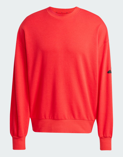 adidas performance Essentials loose fit 3 bar logo sweatshirt in pure ruby / black, 2 of 4
