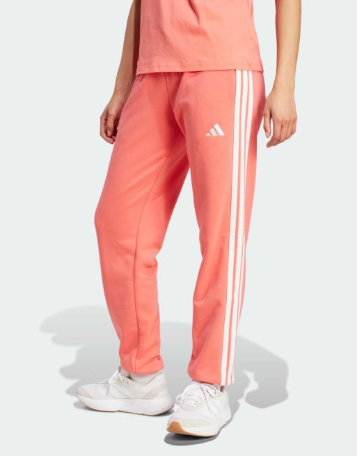 adidas Performance - Essentials - Lyserøde bukser med elastiske buksekanter og 3 hvide striber i frotté