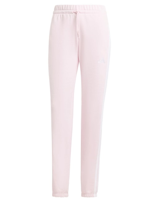 adidas Performance - Essentials - Lyserøde joggingbukser med 3 hvide striber, frotté-for og tætsiddende buksekanter, 4 af 4