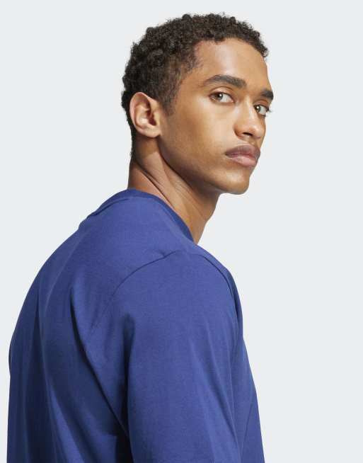 adidas performance – Essentials – Mörkblå och vit t-shirt med rak logga i enkel jersey, 3 av 4