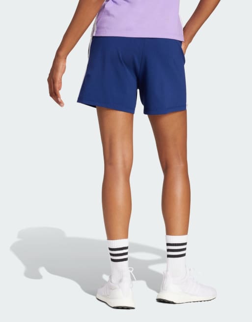 adidas performance – Essentials – Mörkblå och vita shorts i bomull med 3 ränder, 4 av 4