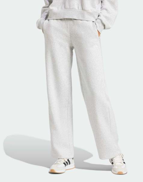 adidas Performance - Essentials - Pantalon confortable avec petit logo et ourlet ouvert - Gris chiné clair/blanc - view 1
