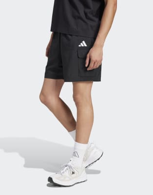 Adidas Uomo Nero Uomini, Pantaloncini, Essentials – Cargo-Chelsea-Shorts Mit Kleinem Logo, (S) - Immagine 5