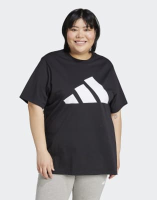 adidas Performance - Essentials - Plus Size - Baumwoll-T-Shirt in Schwarz / Weiß mit großem Logo